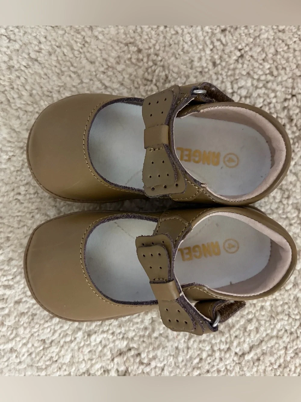 Angels Tan Bow Mary Jane Shoes